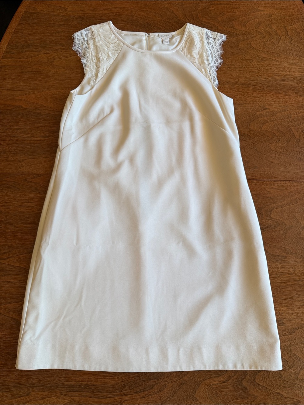 J. Crew Cream Lace Cap Sleeve Shift Dress